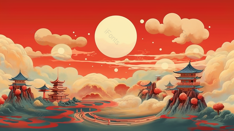 中国红山峰古建筑,插画/手绘图,插画/手绘图库,插画/手绘图下载,插画/手绘